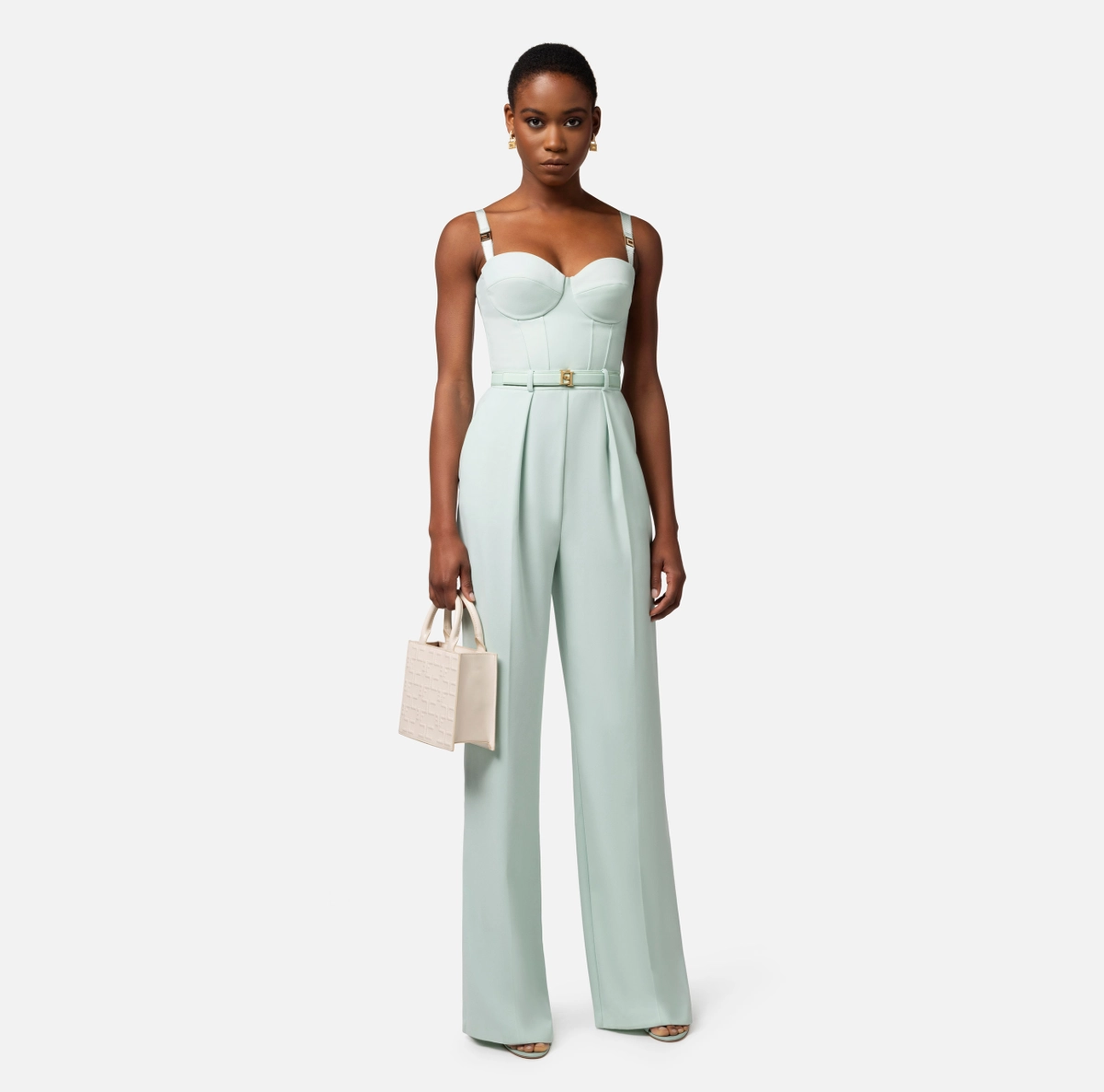 Elisabetta Franchi Jumpsuit in crêpe fabric with bustier top