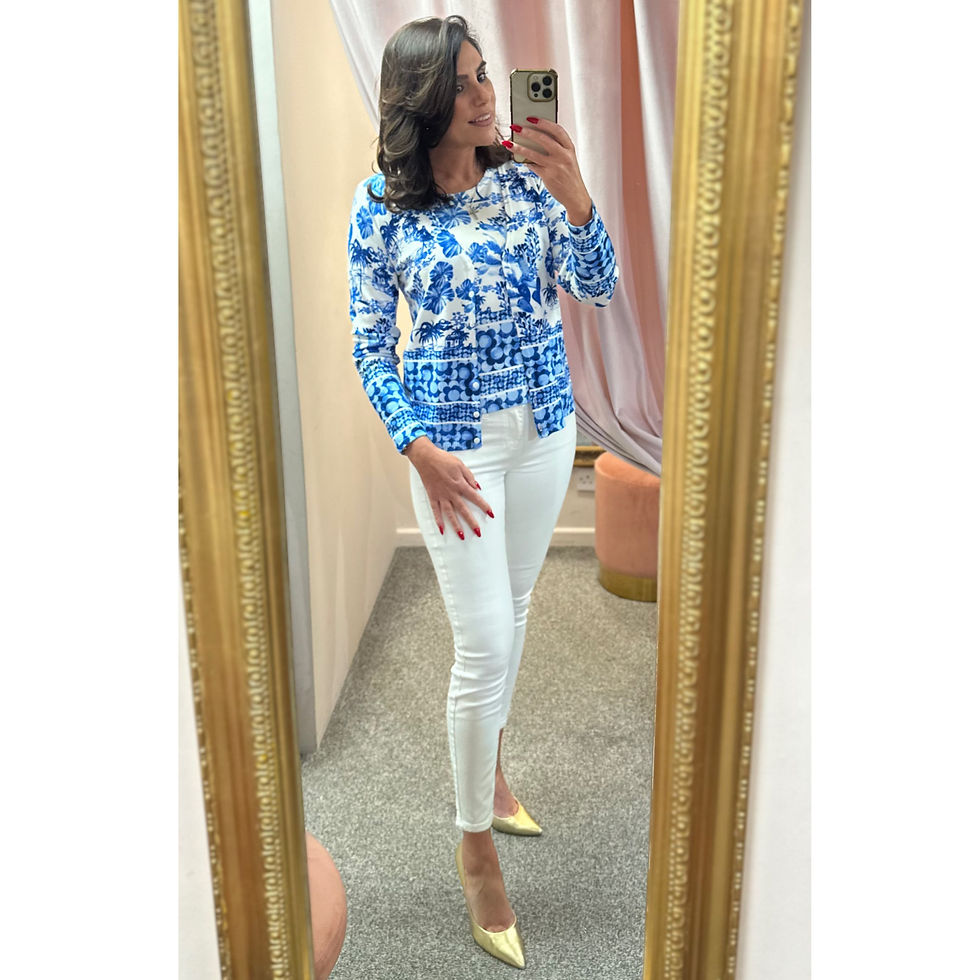 Thumbnail: LEO & UGO Blue & White Print Twinset
