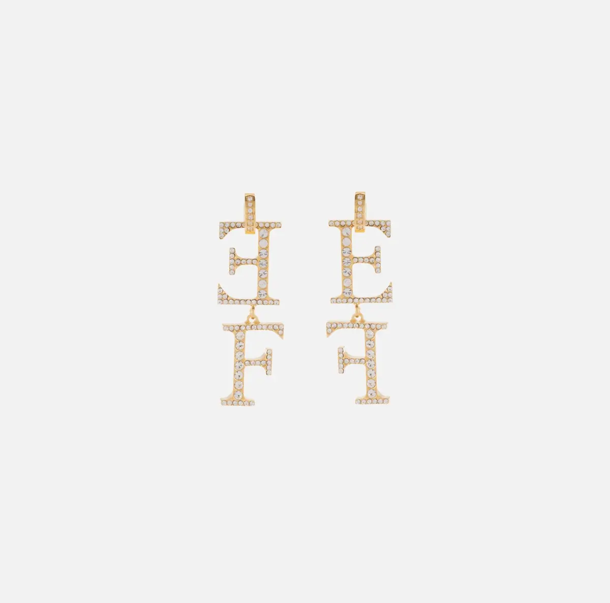 Elisabetta Franchi Brass earrings with pendant logo