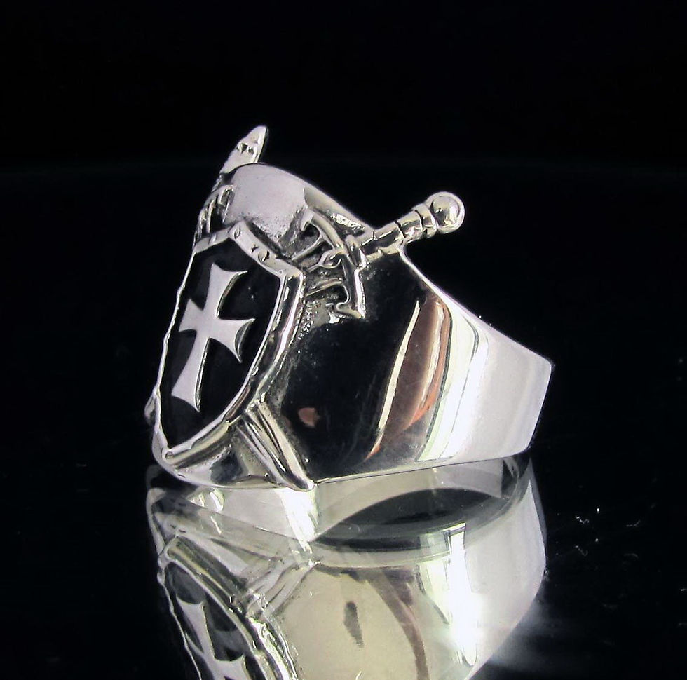 Thumbnail: KNIGHTS-TEMPLAR-SHIELD-CROSSED-SWORDS-RING-STERLING-SILVER