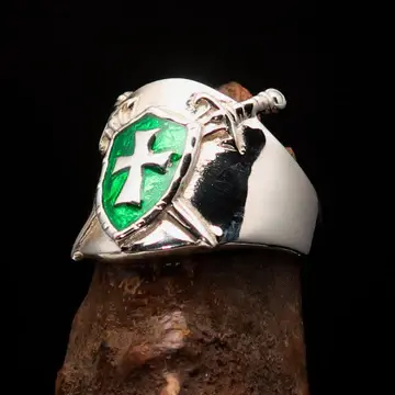 Thumbnail: KNIGHTS-TEMPLAR-SHIELD-CROSSED-SWORDS-RING-STERLING-SILVER