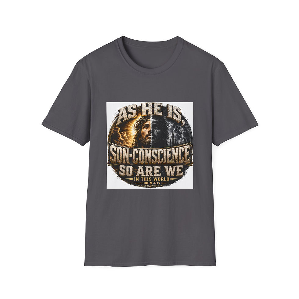 Thumbnail: Unisex - Soft-Style - T-Shirt -  "As He I - Son-Conscience - So Are We" 
