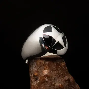 Thumbnail: TEXAS RANGER STAR - BLACK -STERLING-SILVER