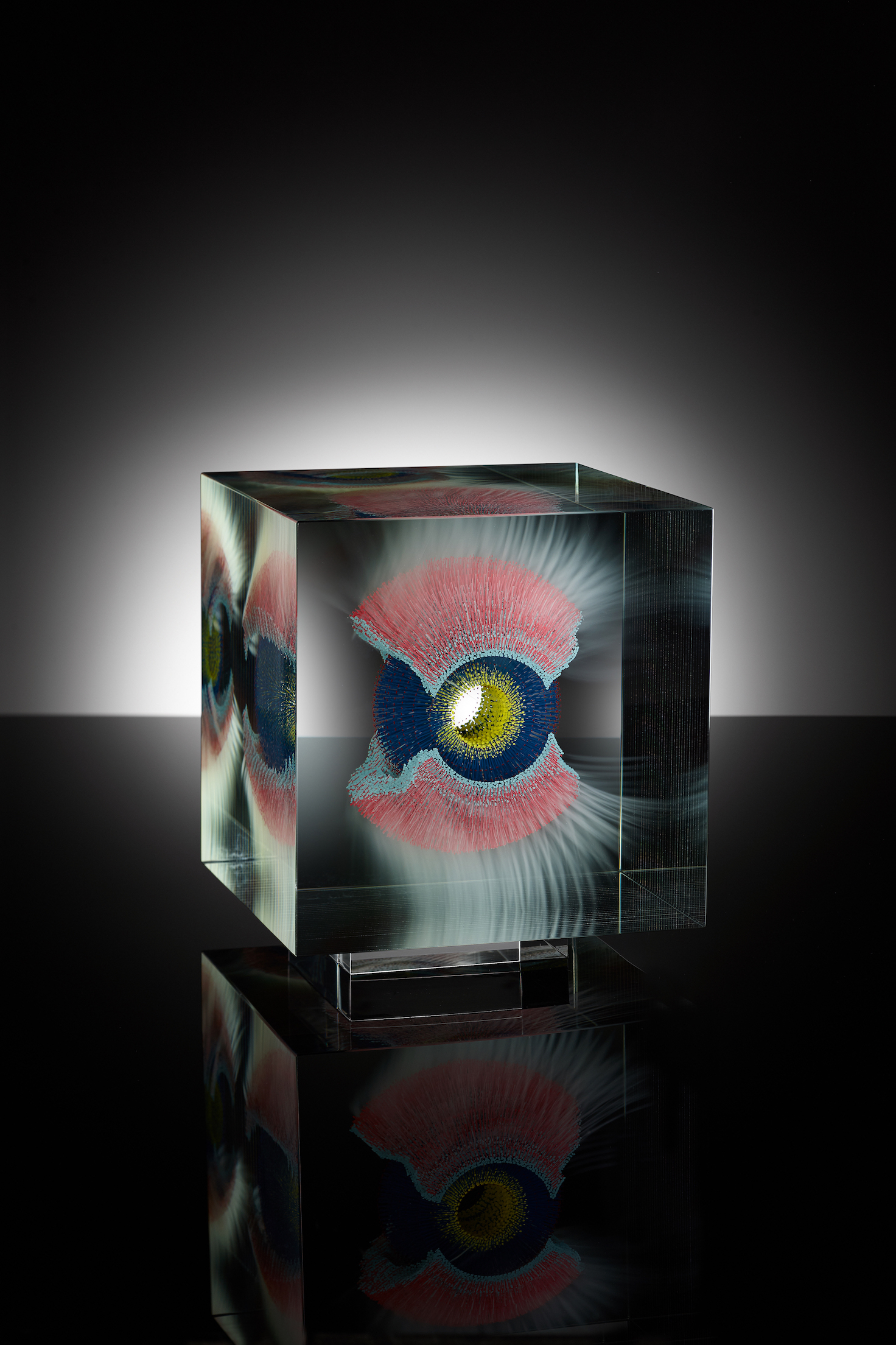 Wilfried Grootens w.t.s.b.b. E 20 2016 21x21x22 cm Optifloat, painted, glued, polished glass.