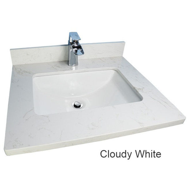 Thumbnail: Wendy 59 Inch Single Sink Bathroom Vanity in White with Stone Top