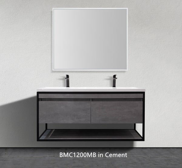 Thumbnail: BMC 1200MB - 47" Floating Modern Bathroom Vanity with Industrial Style Black Met