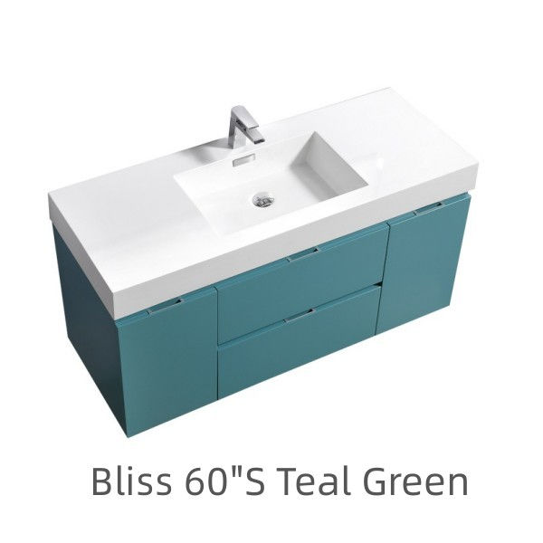 Thumbnail: BLISS 59 Inch Single Sink Wall Mount Vanity, Various Colors