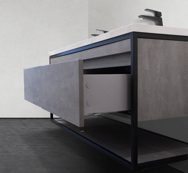Thumbnail: BMC 1200MB - 47" Floating Modern Bathroom Vanity with Industrial Style Black Met