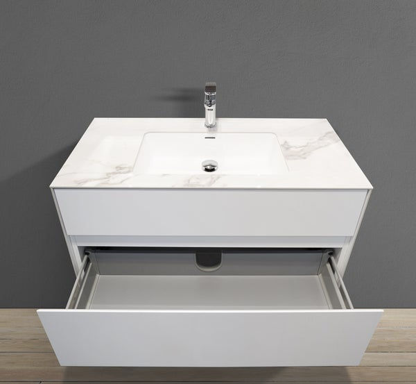 Thumbnail: BMC 1000P - 40" Wall Mounted Bathroom Vanity with Porcelain Countertop