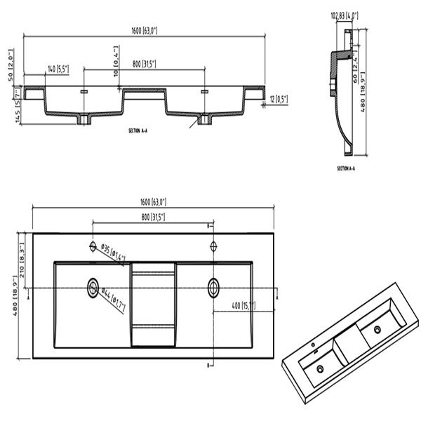 Thumbnail: Alice 64 inch Double Sink Wall Mount Vanity, Various Colors Available