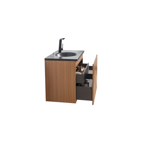 Thumbnail: SIMON 30" Walnut Floating Vanity with Matte Black Sink