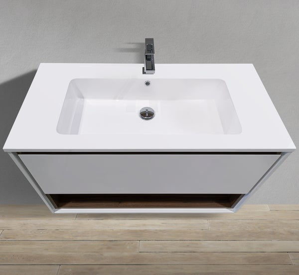 Thumbnail: BMC 1000H - 39" Wall Mounted Vanity with Shadow Box Shelf in Various Colors