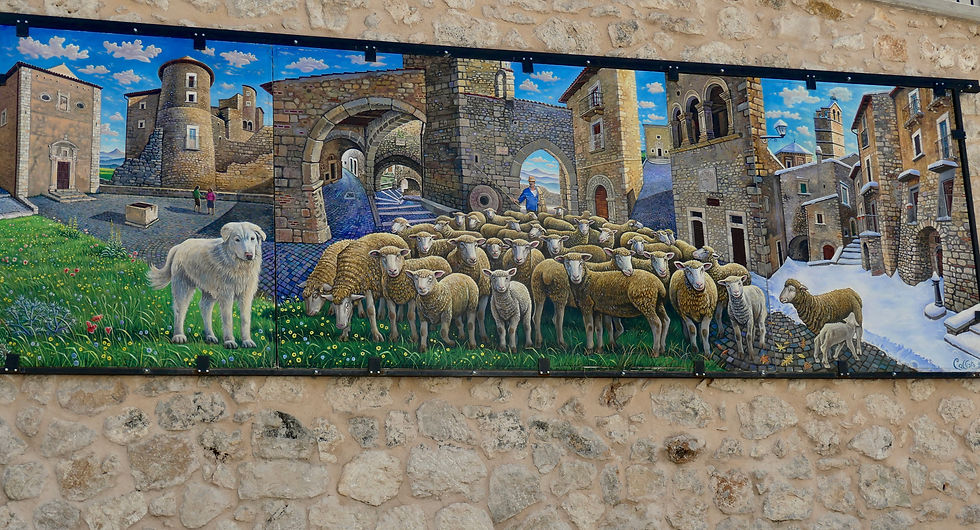 The sheep mural in Castel del Monte, Abruzzo