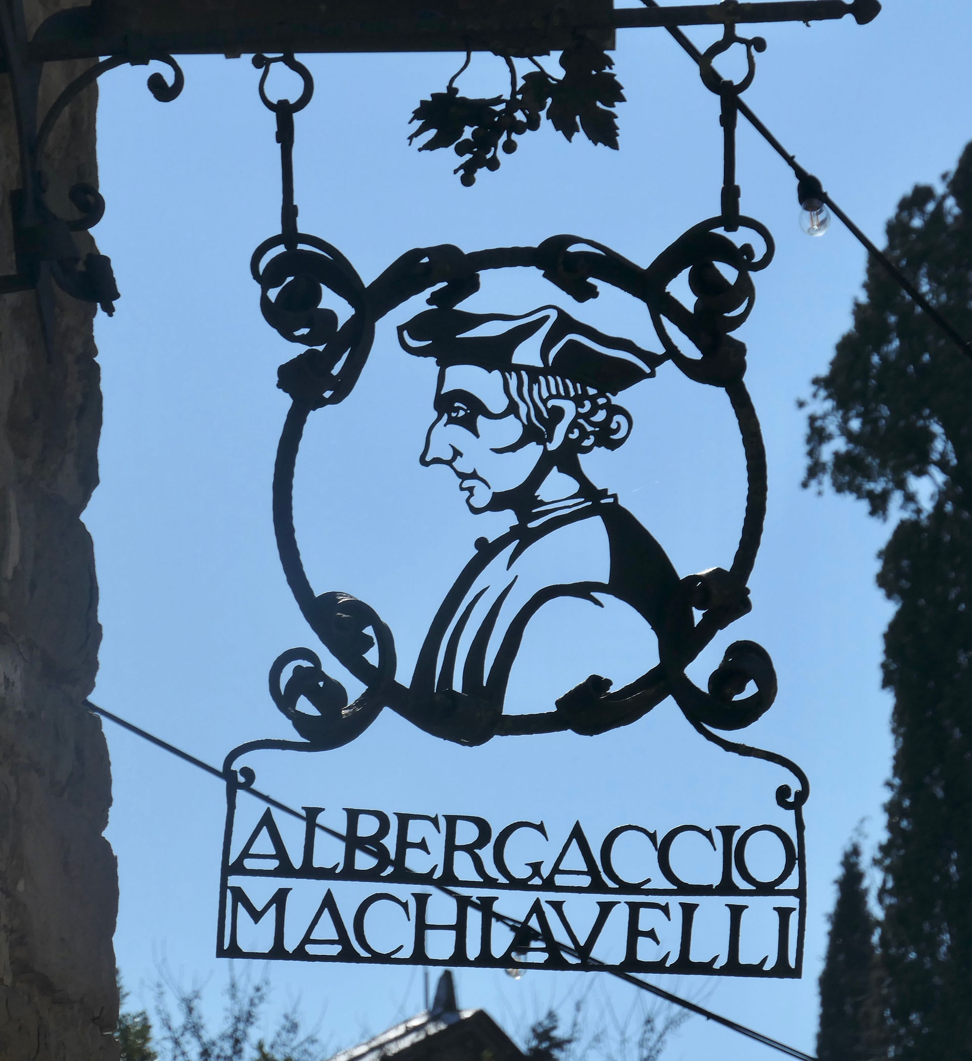 Machiavelli sign in Tuscany