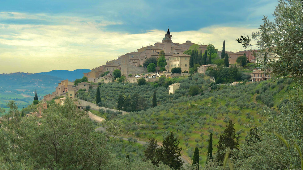 View of Trevi, Umbria as you approach the town