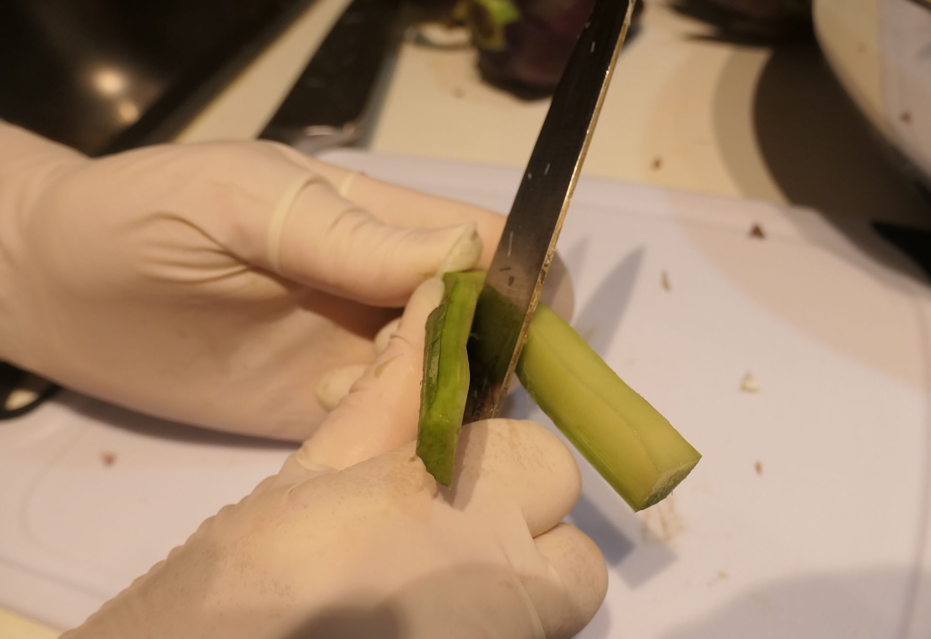 trimming an artichoke
