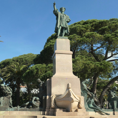 statue of Christopher Columbus in Rapallo in Liguria