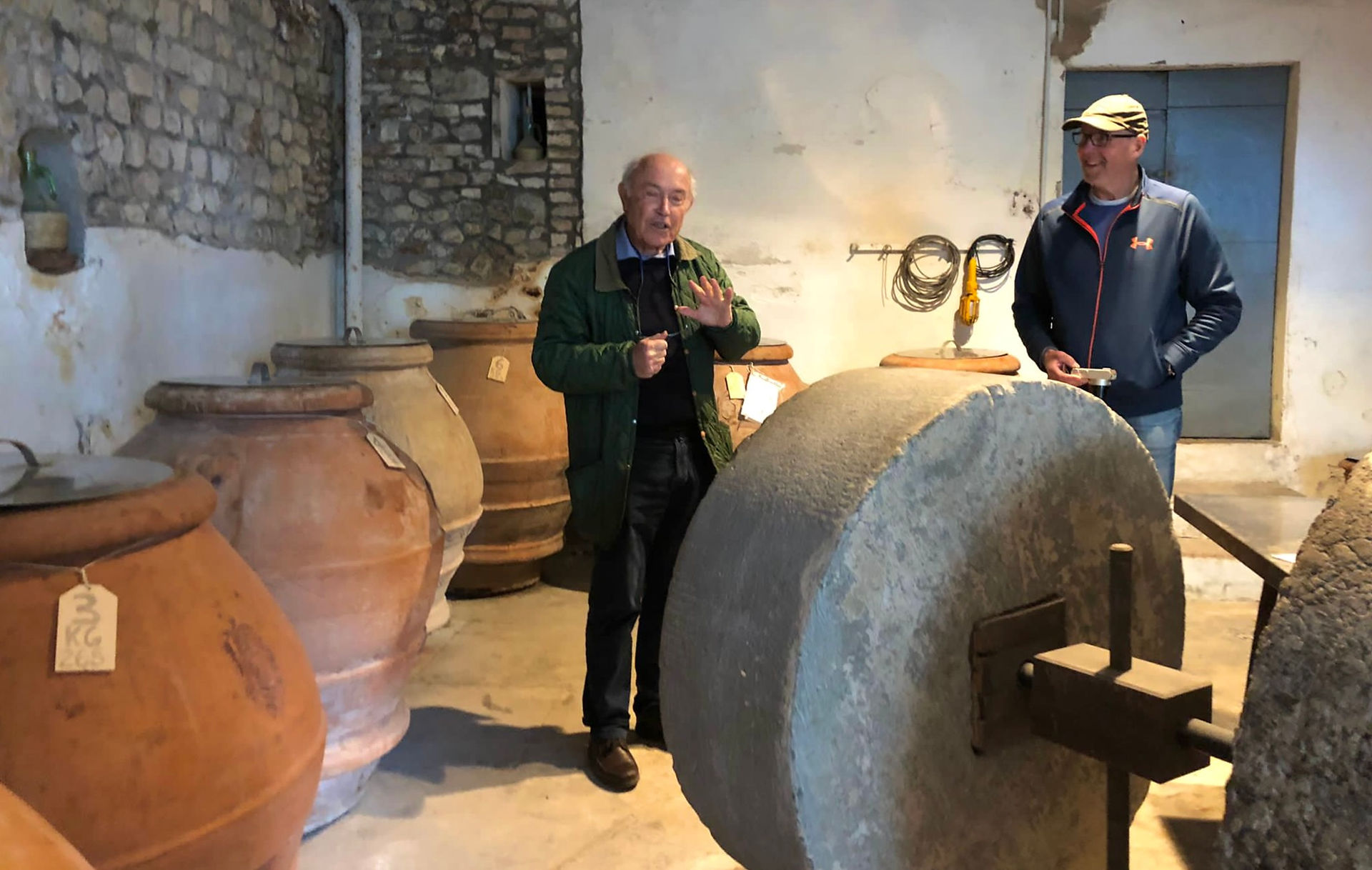 The olive oil storage room at Fattoria di Sammontana