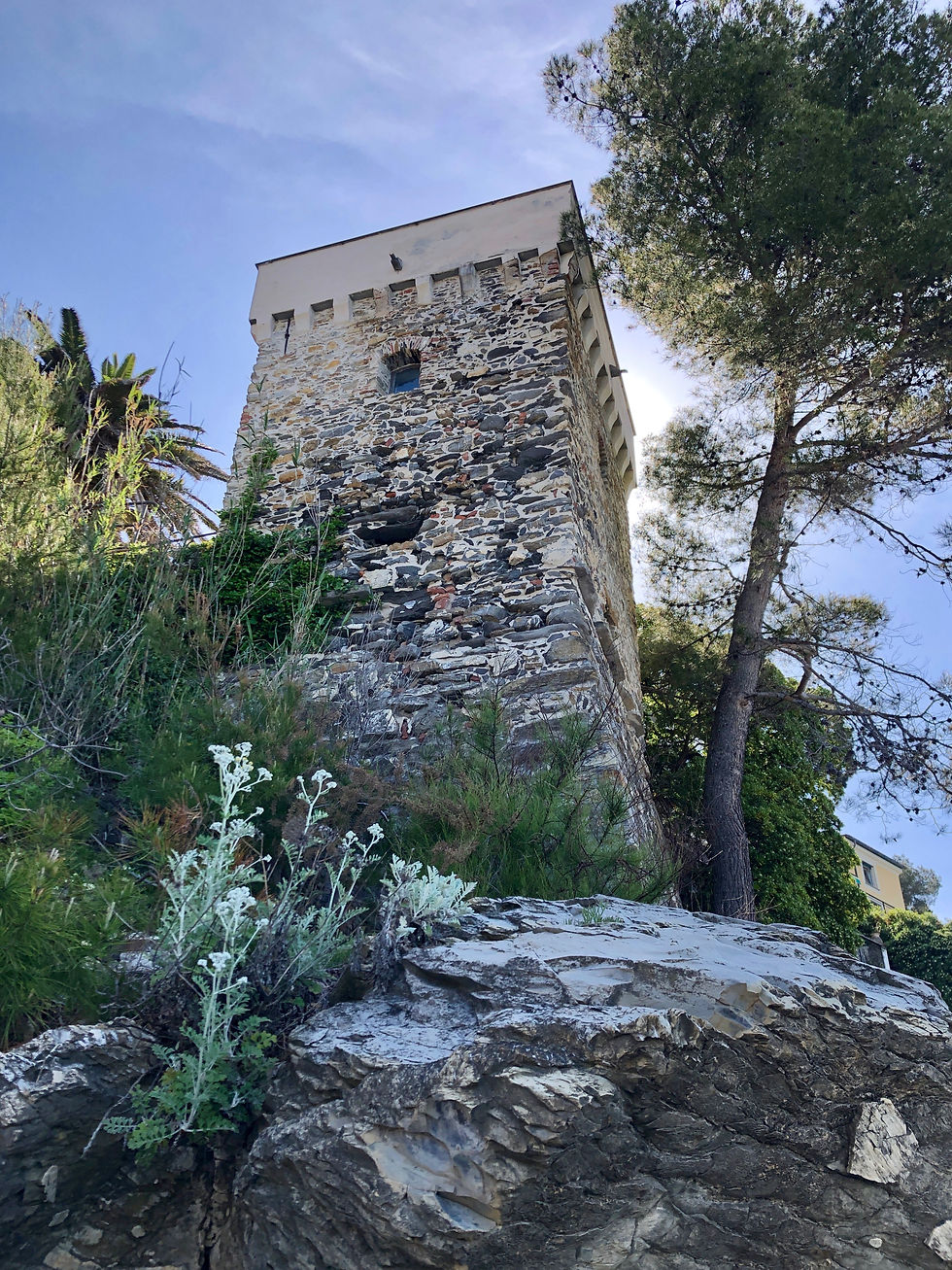 Saracen tower above Zoagli beach