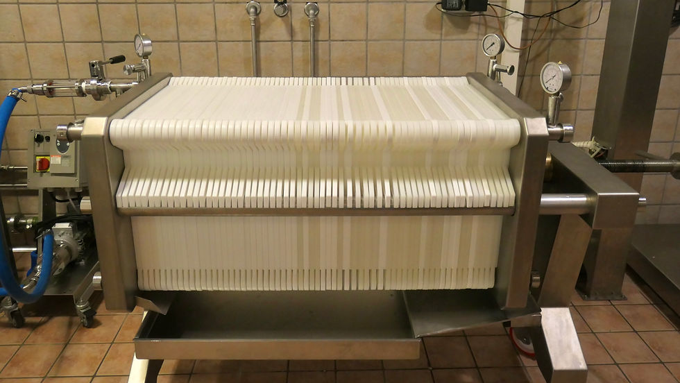 A sophisticated olive oil mill filtering system