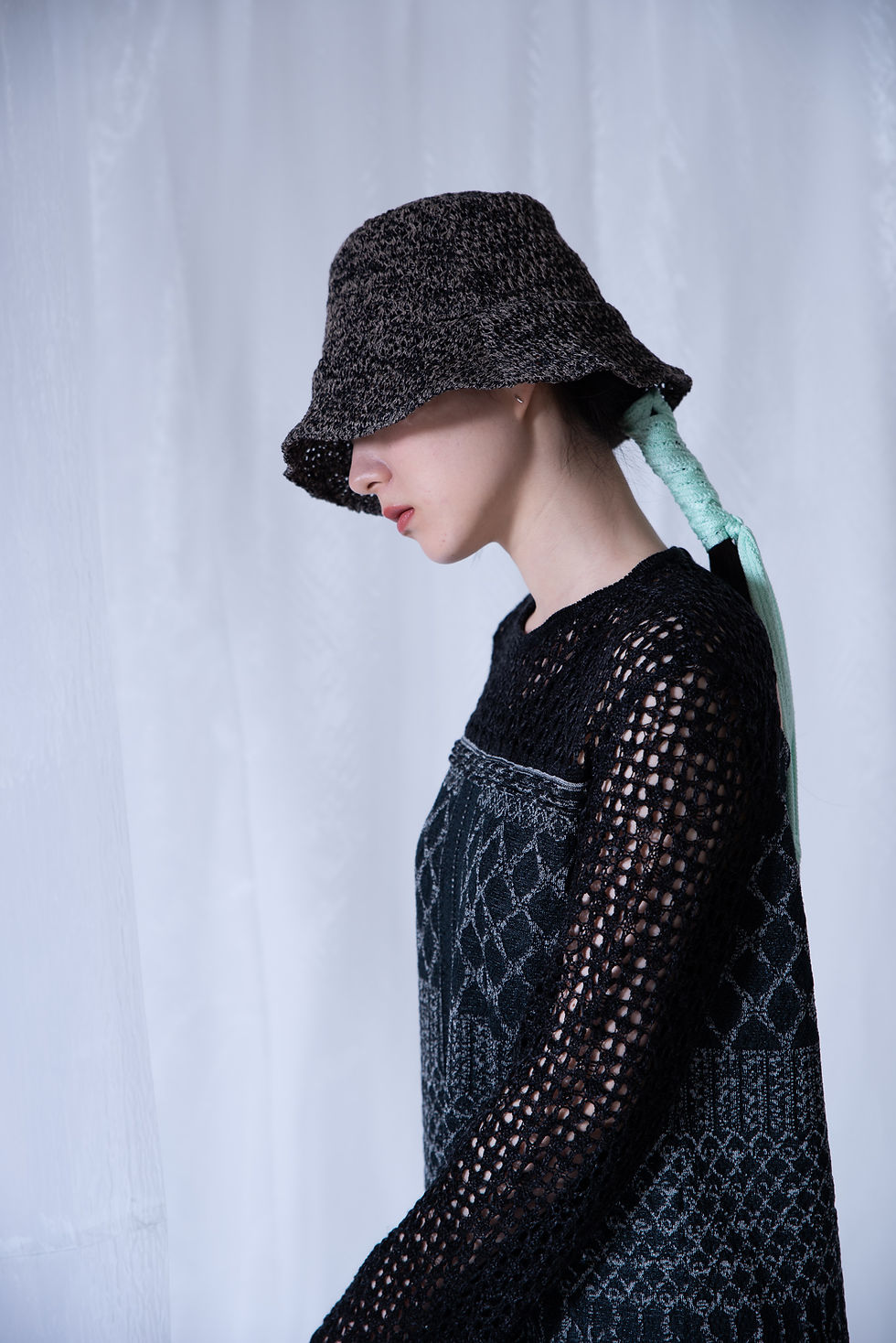 Thumbnail: Wave Jacquard Dress - Black【5th】