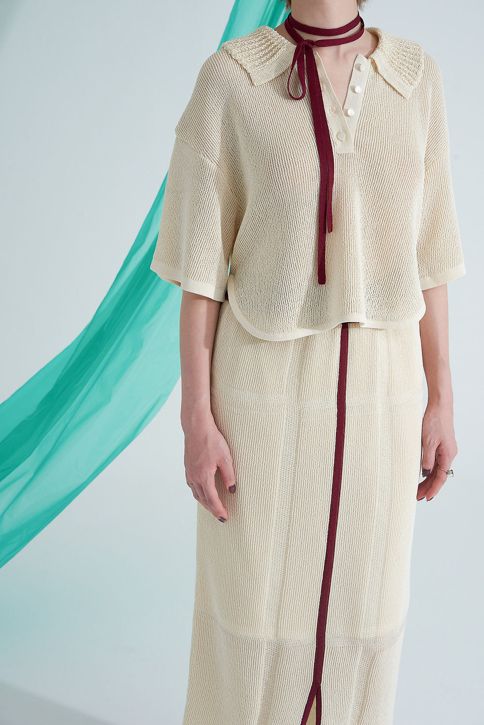 サムネイル： Washi Knit Line Skirt - White【6th】