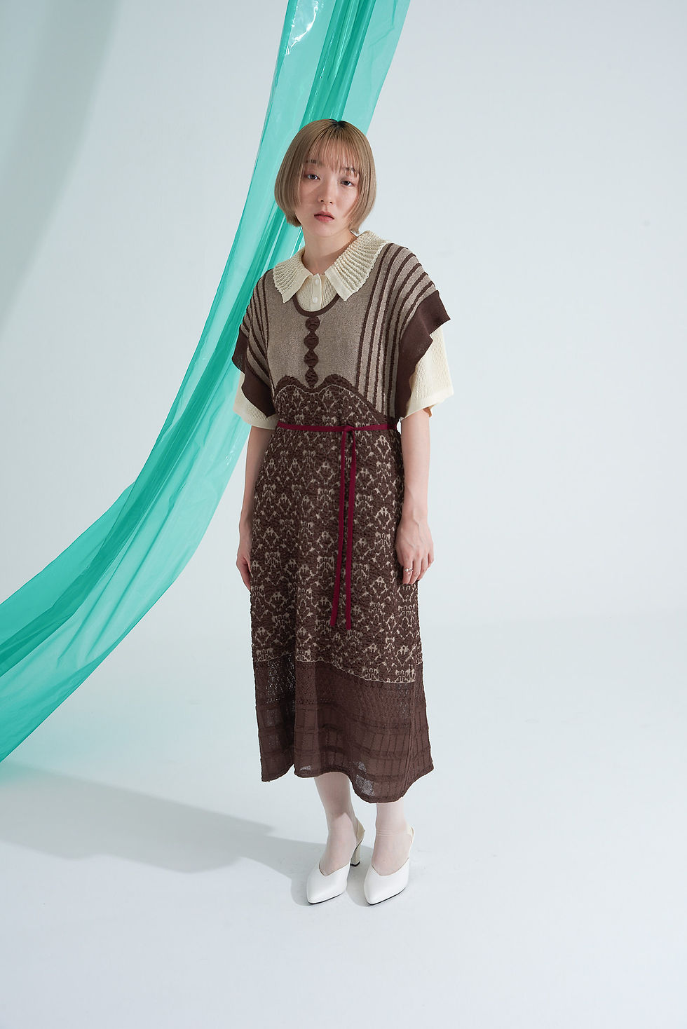 Thumbnail: Ivy Pattern Sleeveless Dress - Brown【6th】