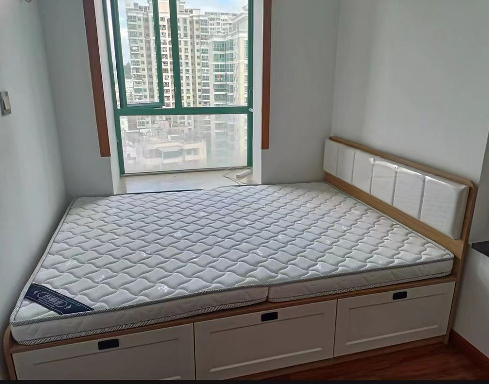 縮圖：歐式床頭帶軟包高箱儲物地台床，bed-052可改結構*包運費可改尺寸