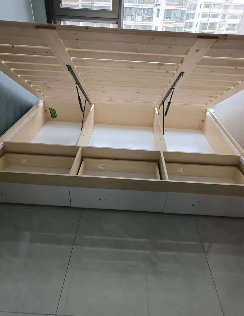 縮圖：側開帶櫃桶油壓儲物高箱床 3尺/4尺/5尺顏色款式可定做，可改床頭*包運費可訂做