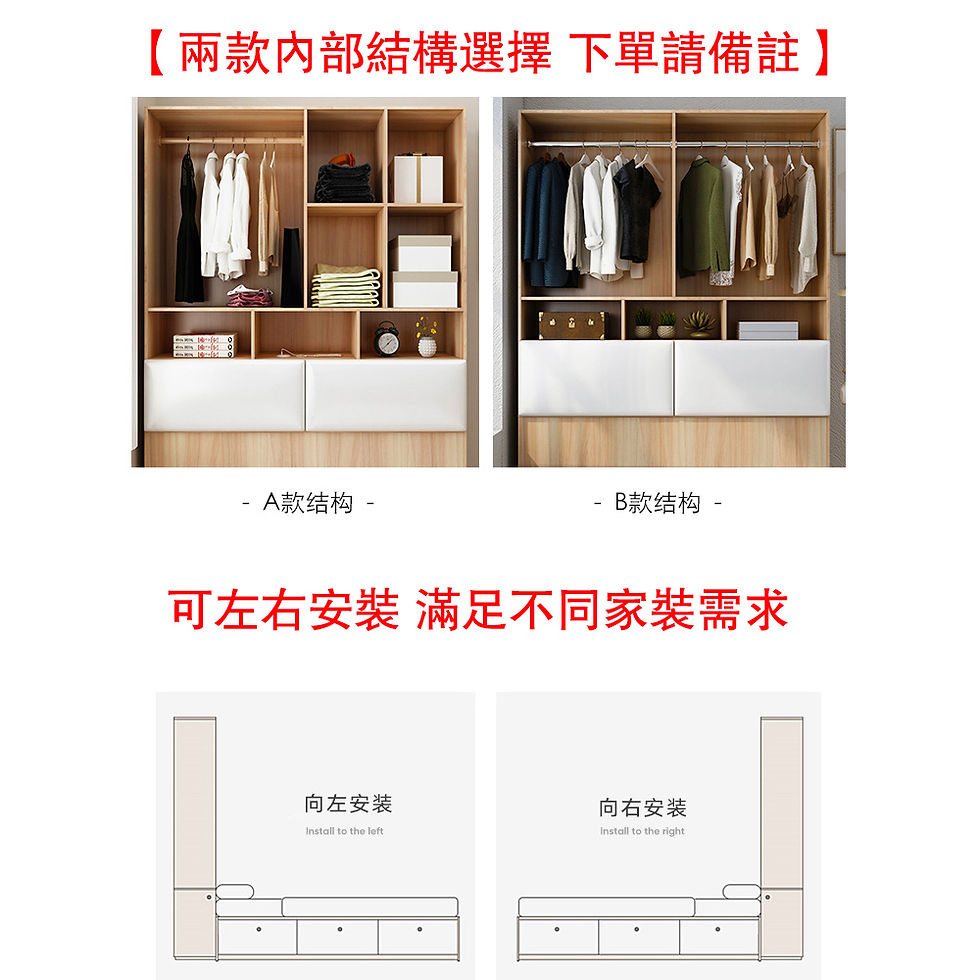 縮圖：地台一體儲物床 可加衣櫃頂櫃*闊100/120/135/150 顏色可選 *包運費可訂做