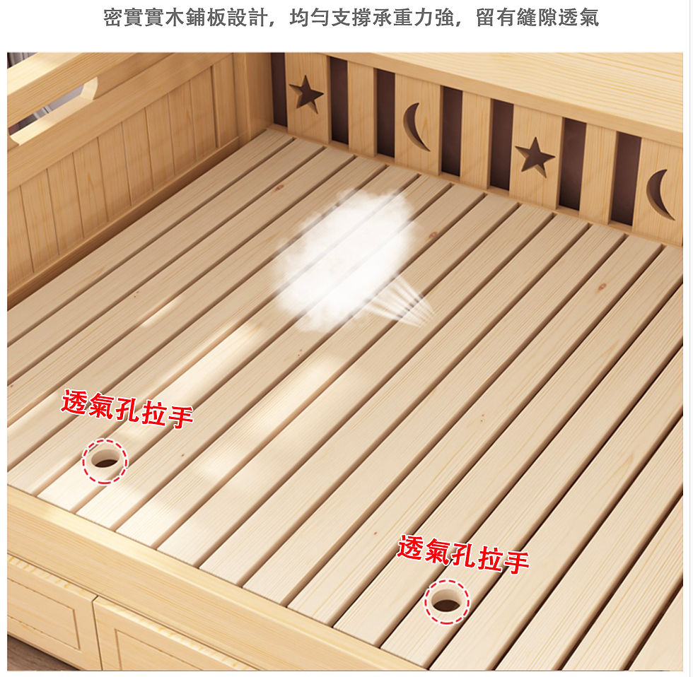 縮圖：松實木油壓雙層床架 送書架 bed120*包運費可訂做