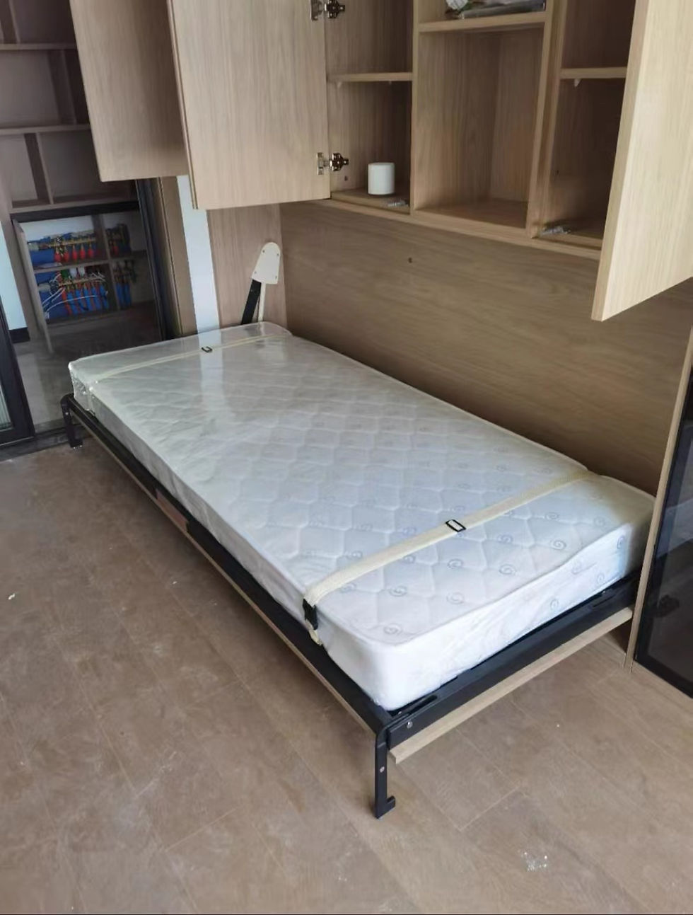 縮圖：實木多層板多功能可加書架儲物側翻床 顏色款式可定做，可改床頭*包運費可訂做