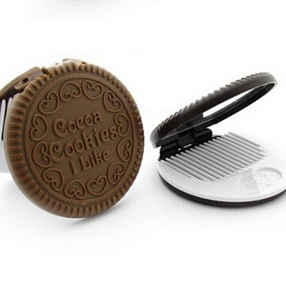 Thumbnail: Brown Chocolate Cookie Pocket Mirror with Comb