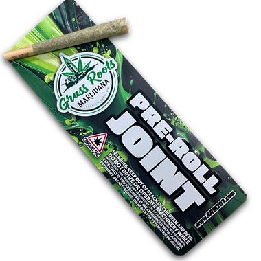Pre-roll joint with Grass Roots packaging