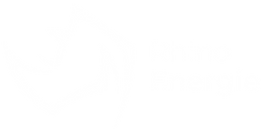 Logo von Rhino Energie, ein stilisiertes Nashorn in weiß, rechts davon der negative Schriftzug Rhino Energie