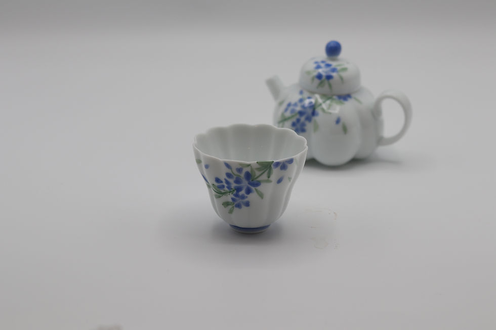 Thumbnail: Blue and White "Melon" Floral Solo Tea Set 青花瓜稜 茶具組