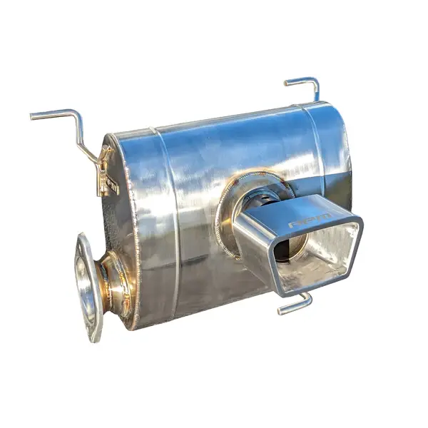 3-Chamber Performance Muffler - Dual 2.5" Outlet, Center 3" Inlet, Aluminized Steel