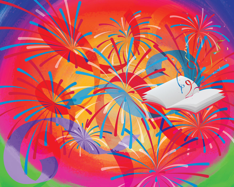 Illustration of fireworks exploding