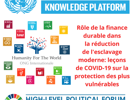 Rôle de la finance durable dans la réduction de l'esclavage moderne: leçons de COVID-19...