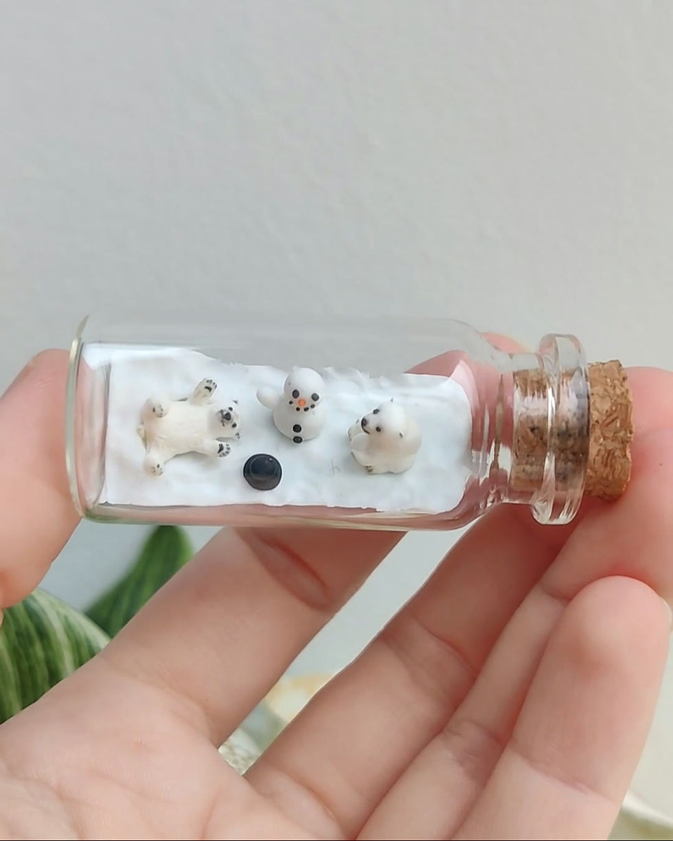 Thumbnail: two little polar bears / bottle art