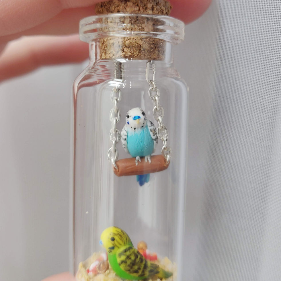 Miniaturbild: Zwei süße Wellensittiche / Flaschenkunst