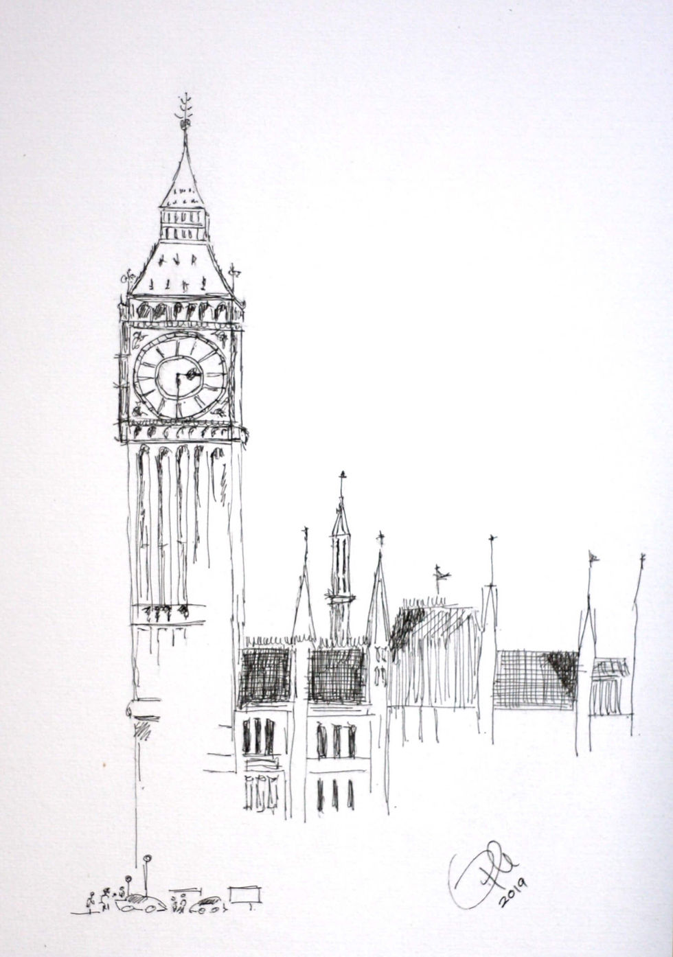 sketch of houses of parliament london