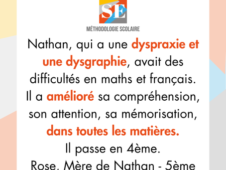 Rose est fière du passage en 4ème de son fils Nathan, qui a une dysgraphie et une dyspraxie.