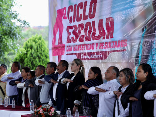 Ayuntamiento de Coeneo Encabeza Acto Cívico de Inicio de Clases en la Escuela Primaria Amado Nervo
