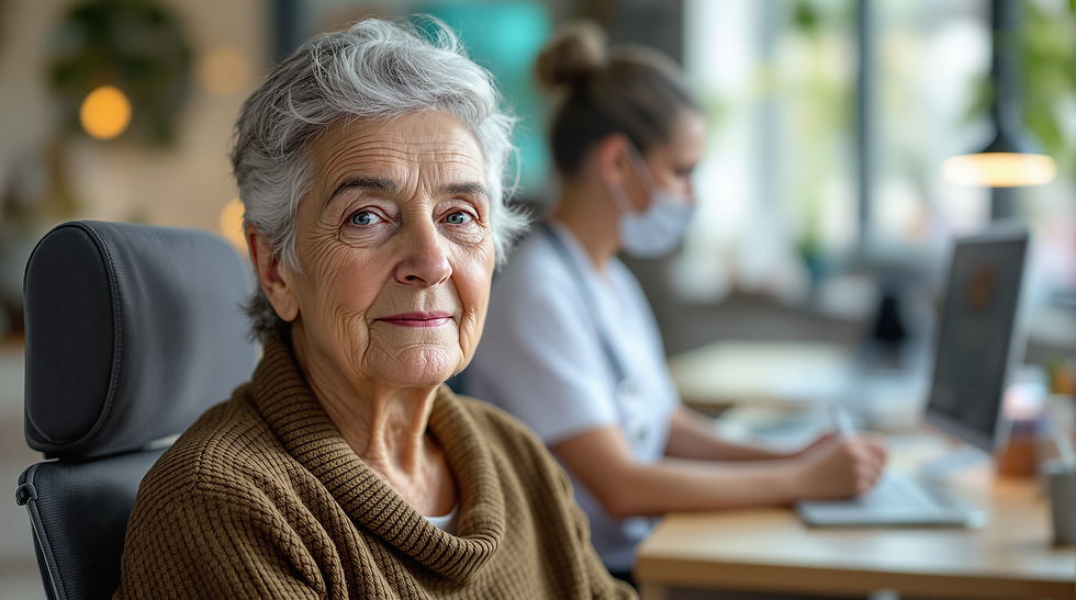 Oudere dame met verpleegster