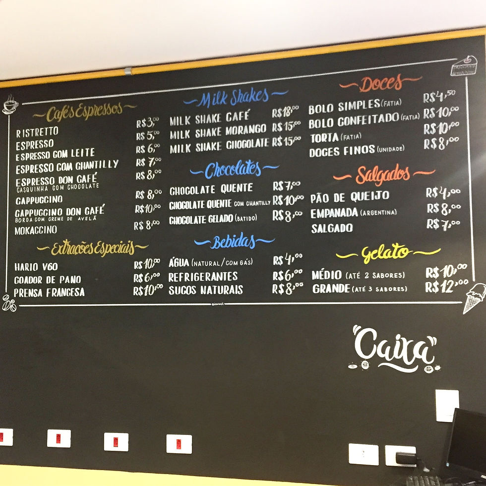 Cardápio Cafeteria & Doceria