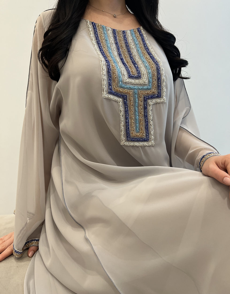 الصورة المصغرة: 2 Pc Chiffon Handmade Embroidery