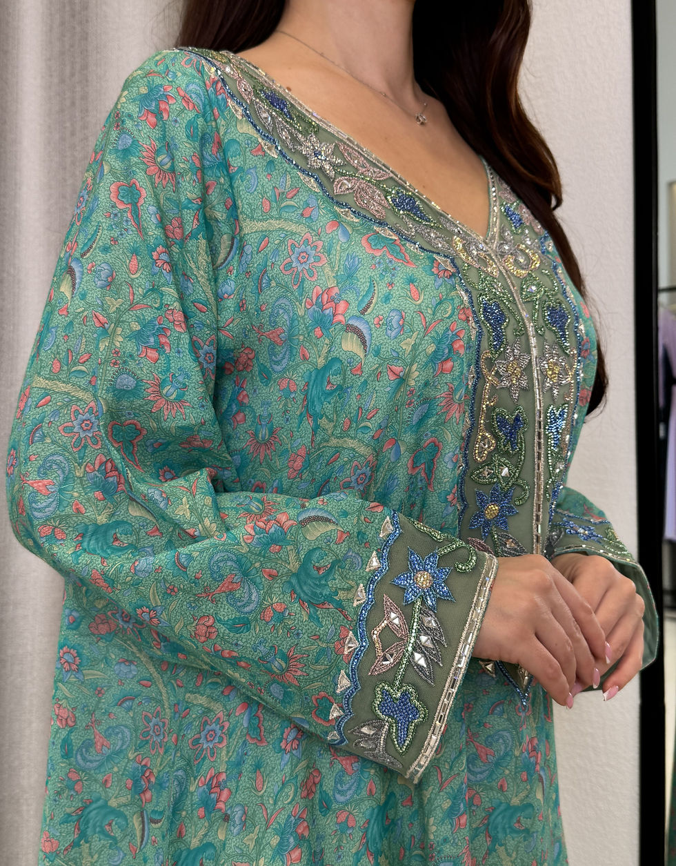 الصورة المصغرة: Pure Silk Linen M5awar embroidery