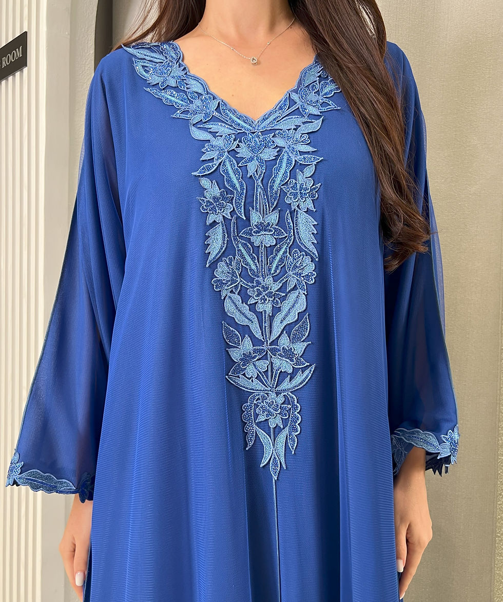 الصورة المصغرة: Double Chiffon+Tulle M5awar embroidery
