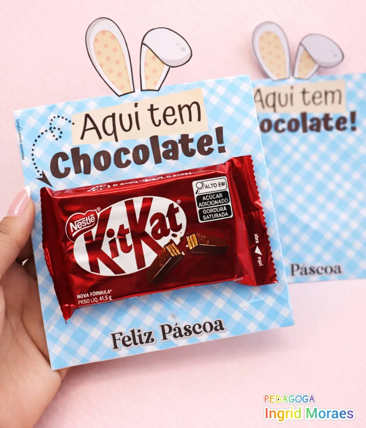 Cartão Porta Chocolate - Aqui Tem Chocolate de Páscoa